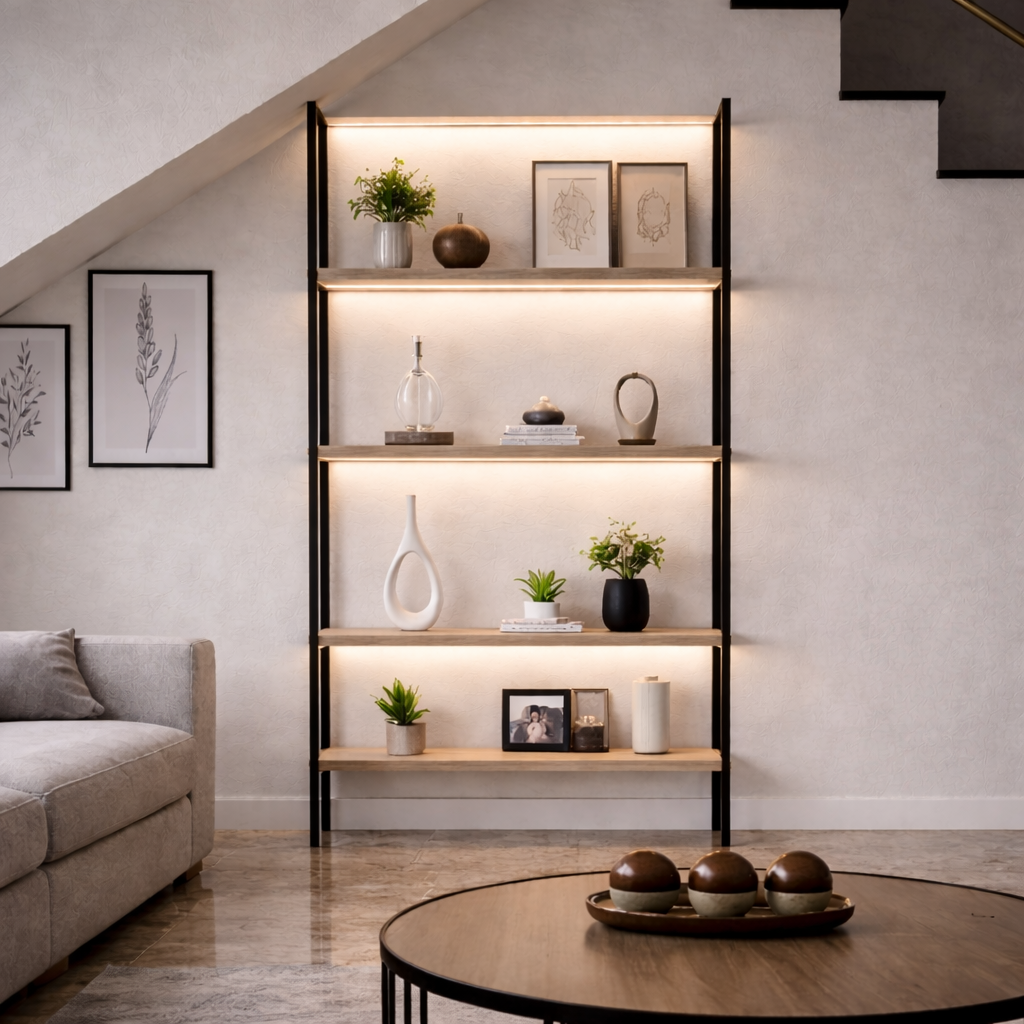 Estante minimalista sob escada moderna (1)